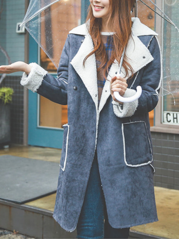 Women Long  Sleeve Casual Faux Leather Beaded Coats