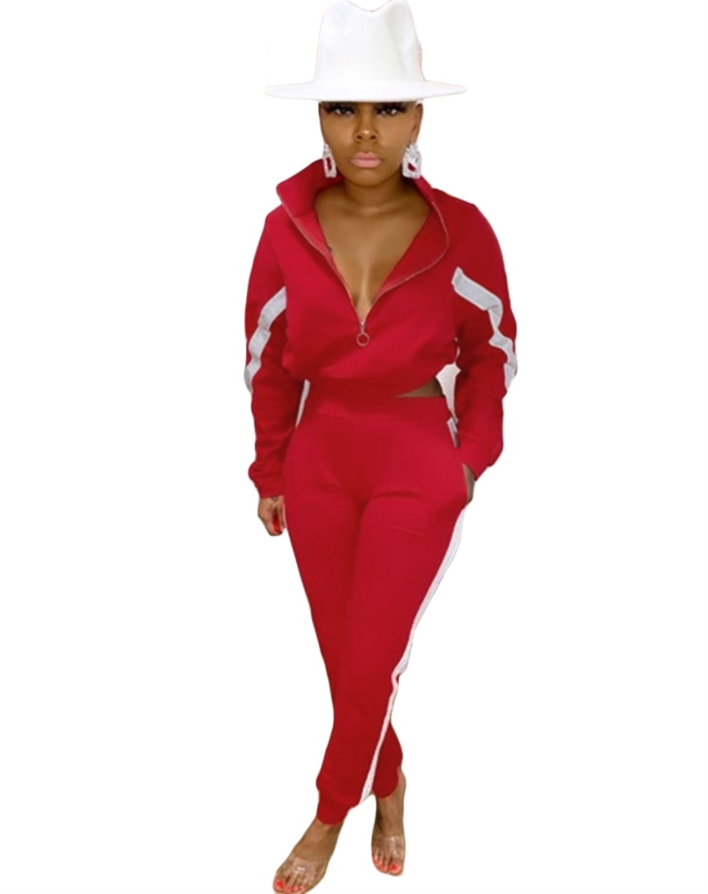 Casual Long Sleeve Crop Top and Track Pants