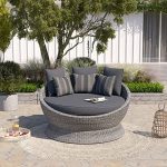 Ove Decors Brisbane II Wicker Outdoor Daybed, with Grey Cushion and Aluminum Frame