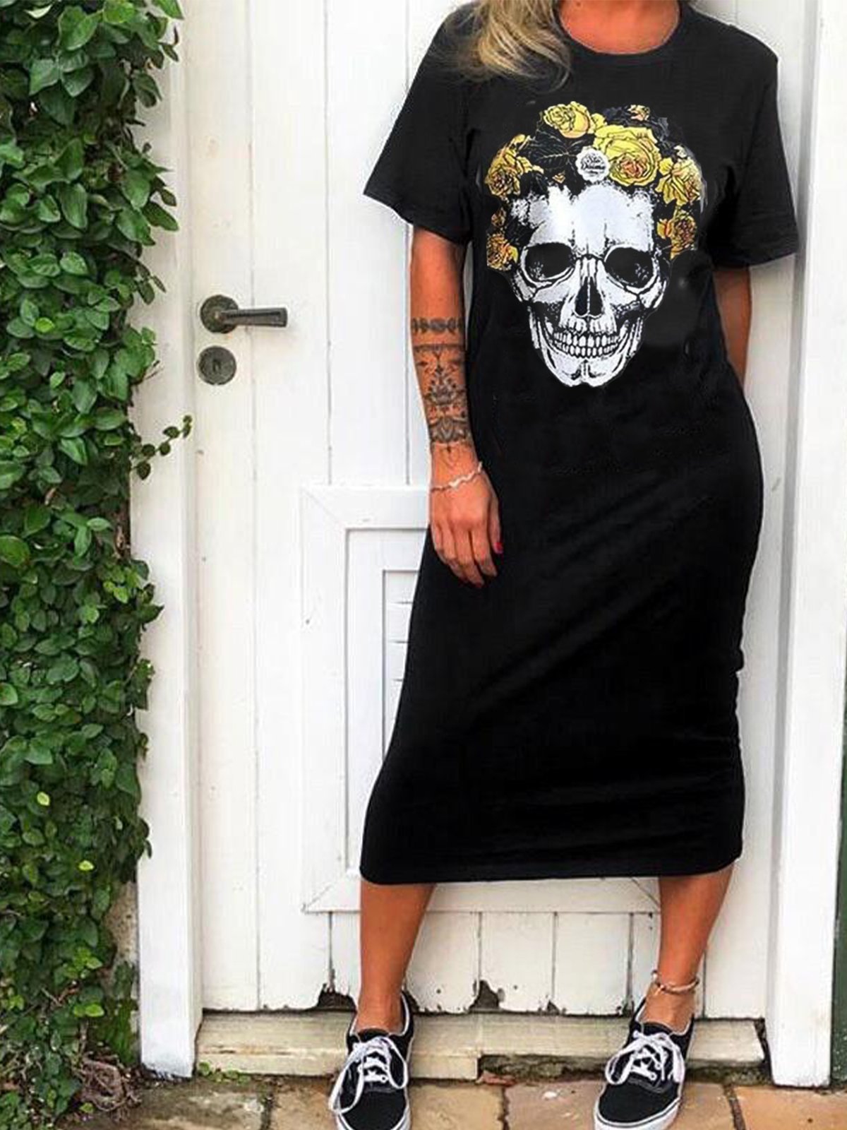 Punk casual knitted short sleeve dress