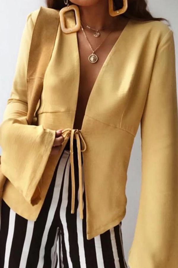 Fashion Long Sleeve Pure Colour Shirt Coat