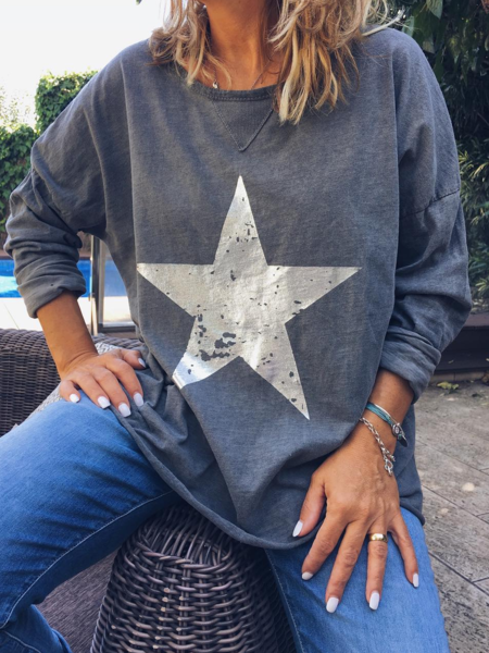 Plus Size Crew Neck Casual Long Sleeve Tops