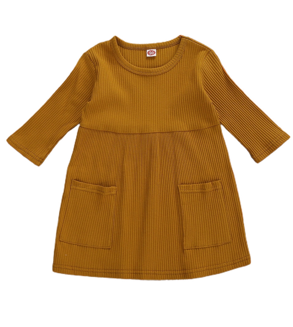 Kids Girl A-Line Autumn Dress with Pockets