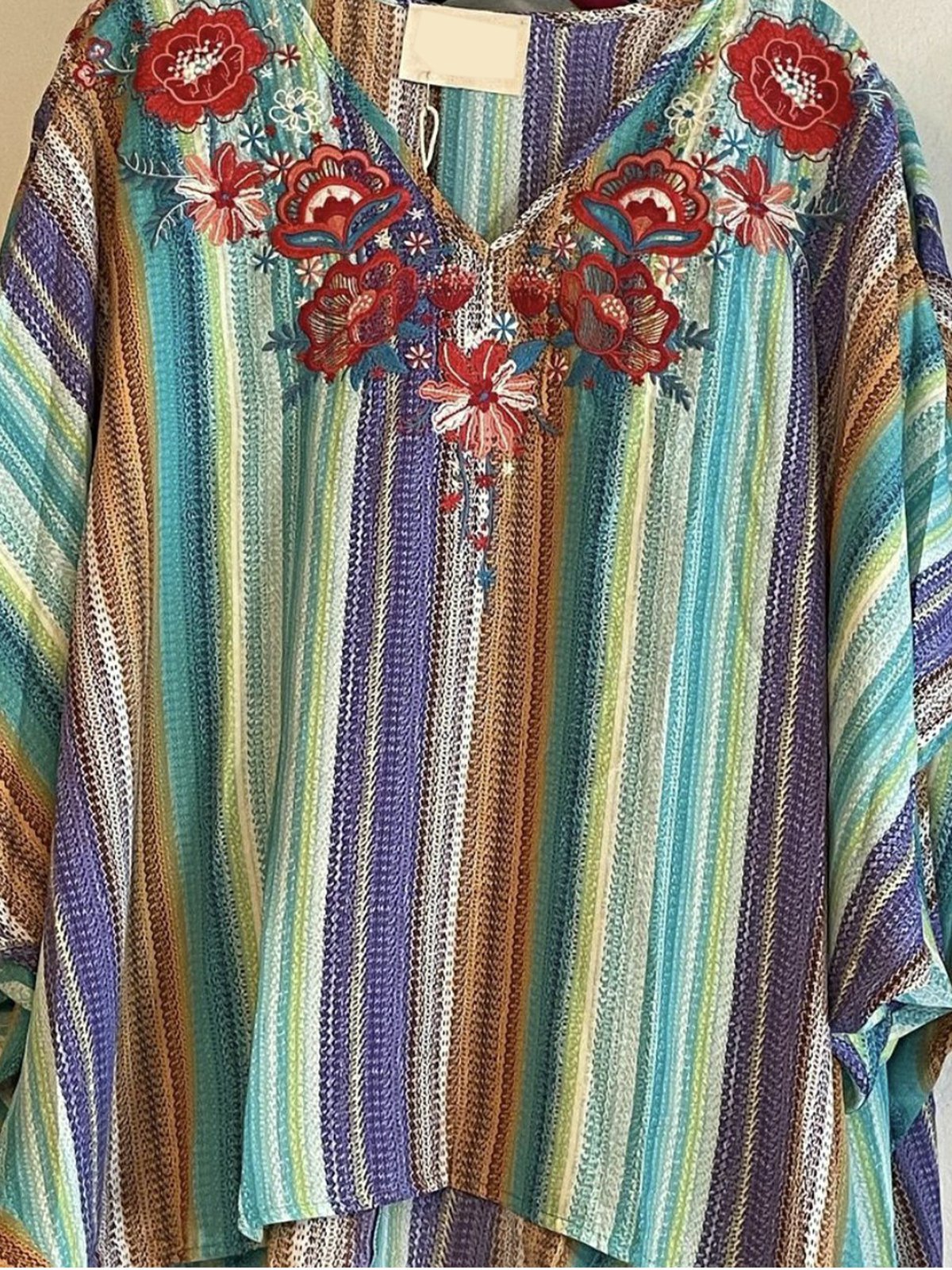 Boho Shift Floral Cotton-Blend Shirts & Tops