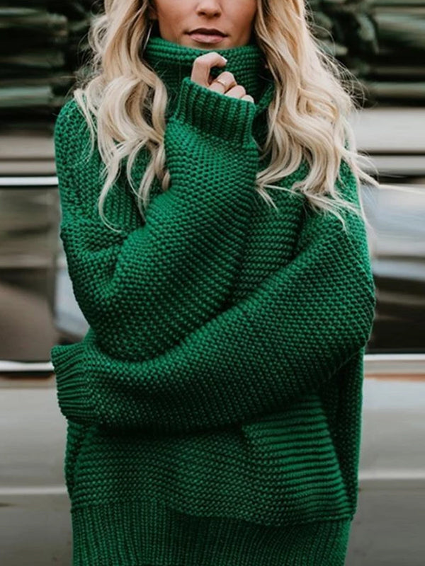 Turtle Neck  Plain Casual  Sweaters