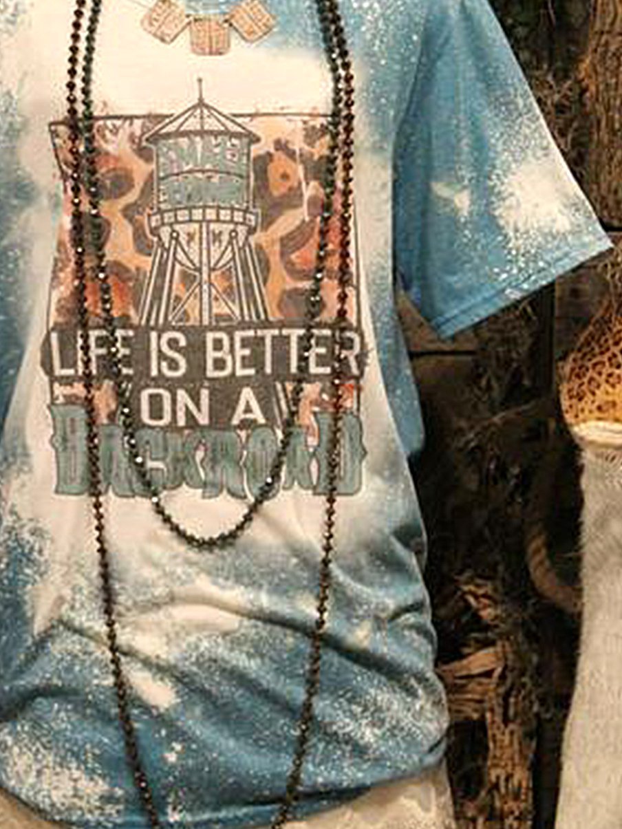 Casual Ombre/tie-Dye Short Sleeve Shirts & Tops