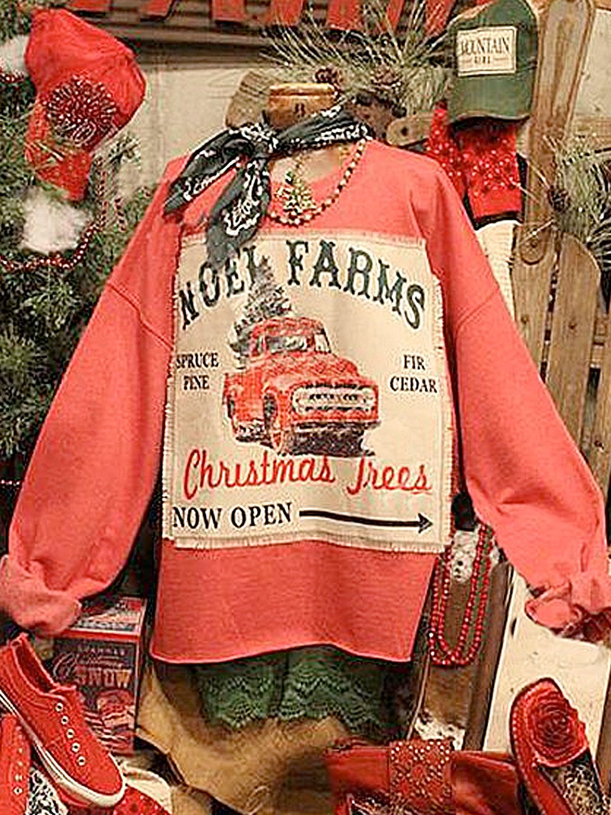 Christmas loose long sleeve printed sweatshirt