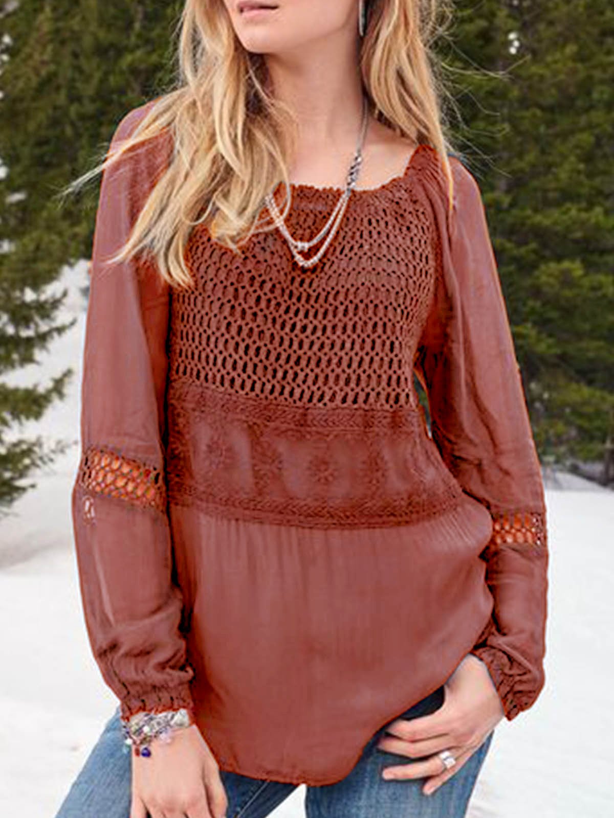 Navy Blue Long Sleeve Round Neck Shirts & Tops