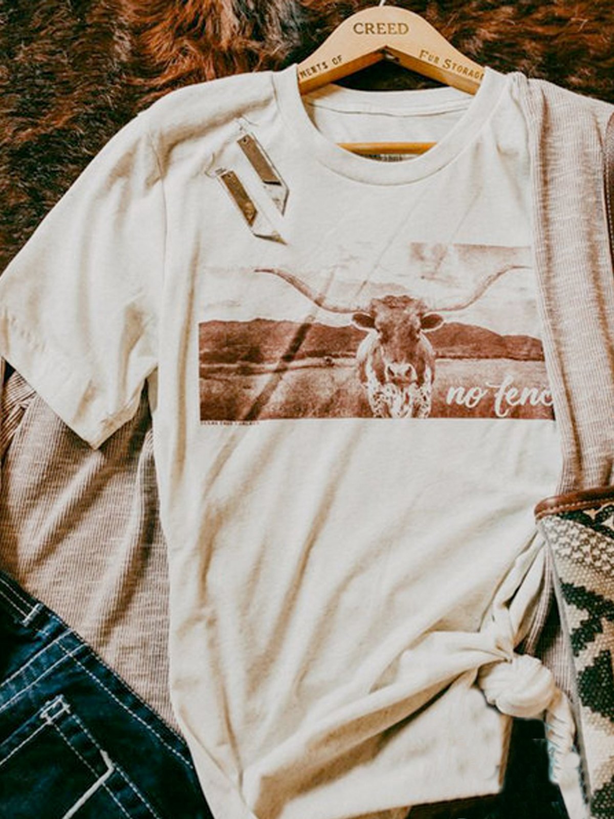 Creamy White Printed Short Sleeve Shirts & Tops