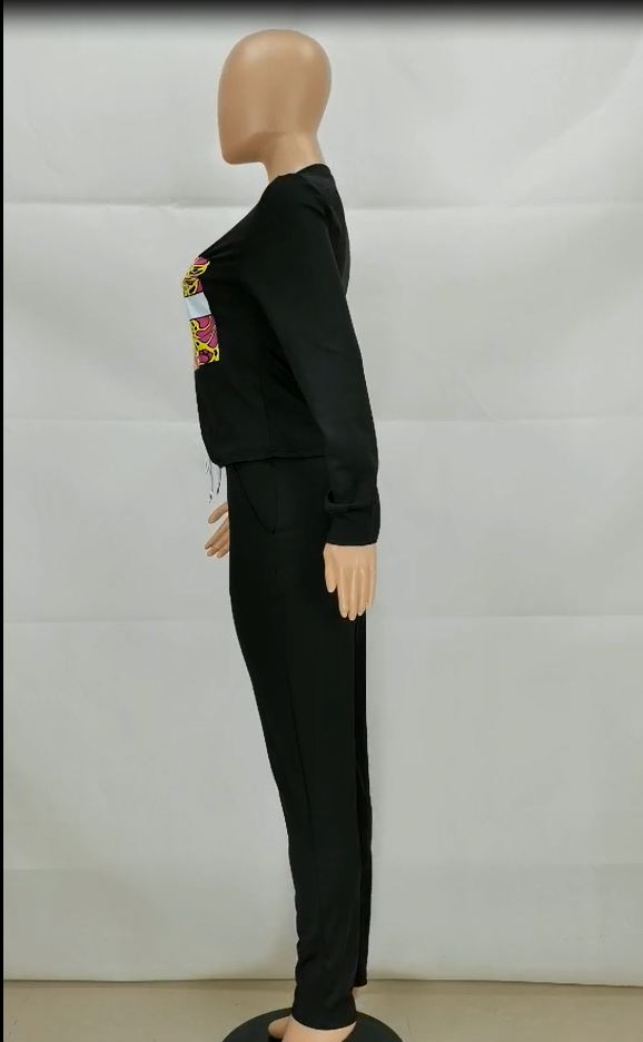 Autumn Casual Print Round Neck Sweatsuit