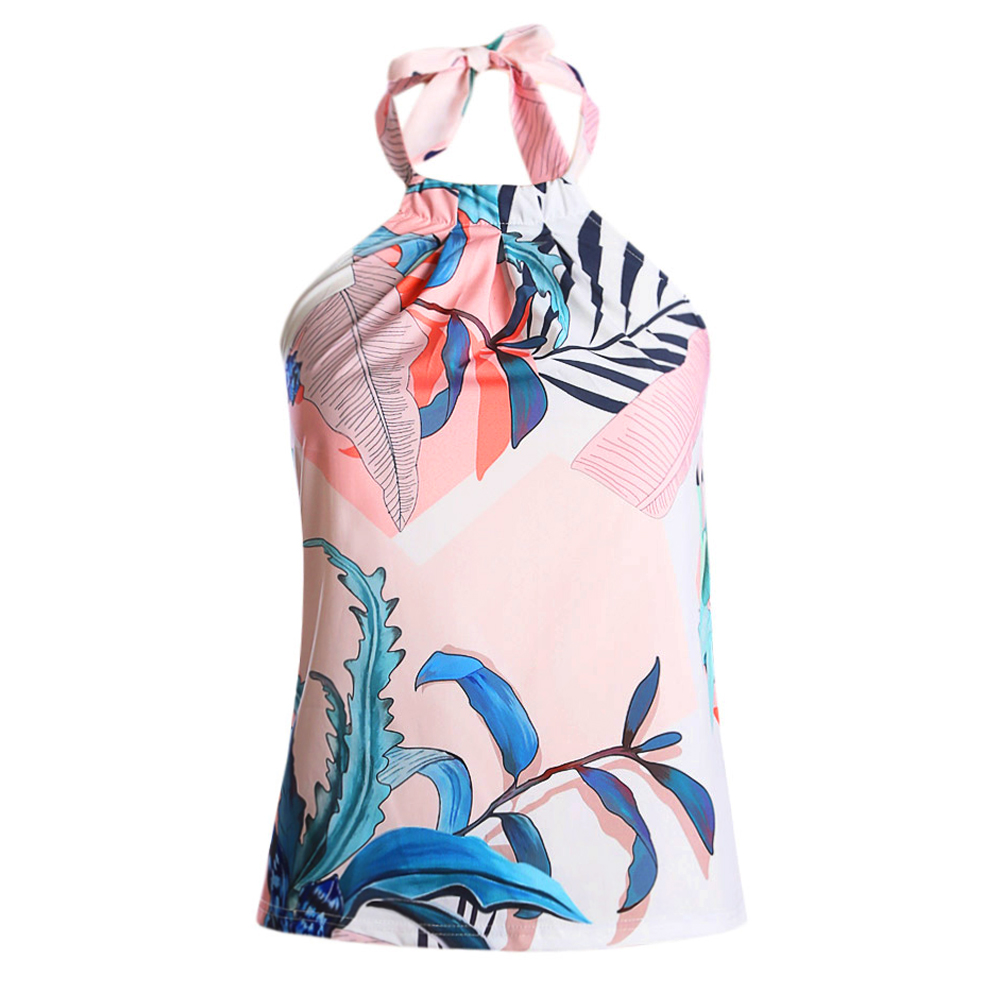 Sky Blue Sleeveless Flower Printed Tank Top