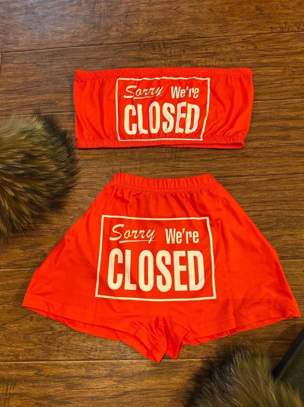 Sexy Print Bandeau Top and Jogger Shorts