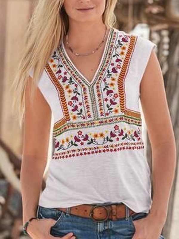 Sleeveless V Neck Shirts & Tops