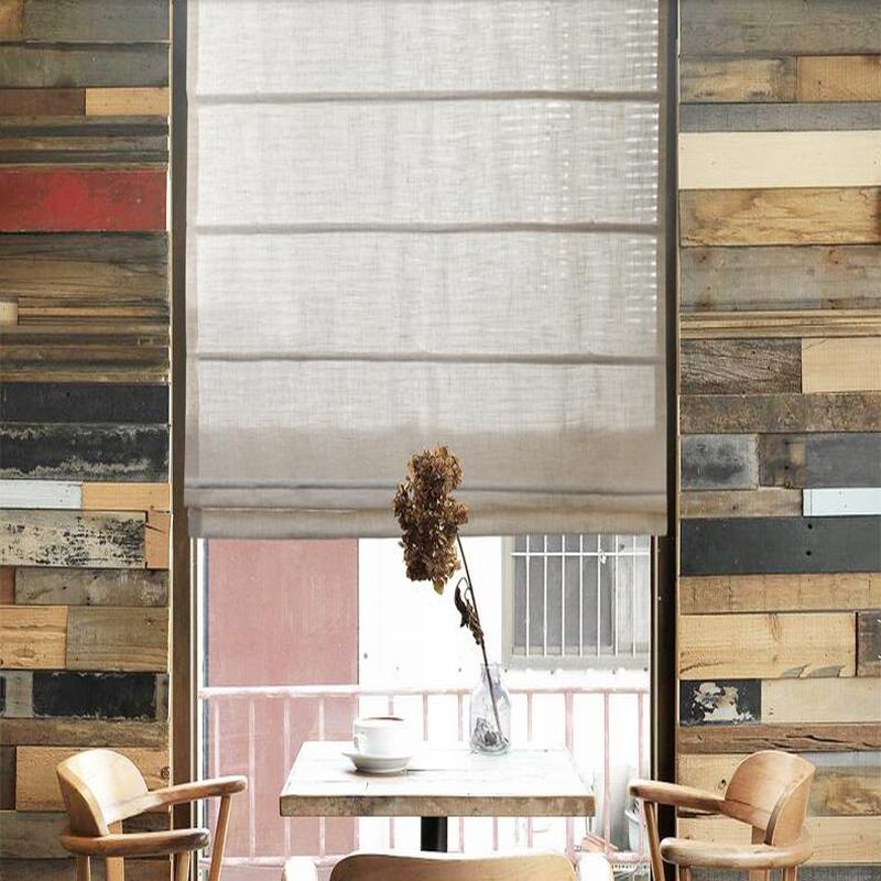 Polyester Linen Roman Shade In Beige