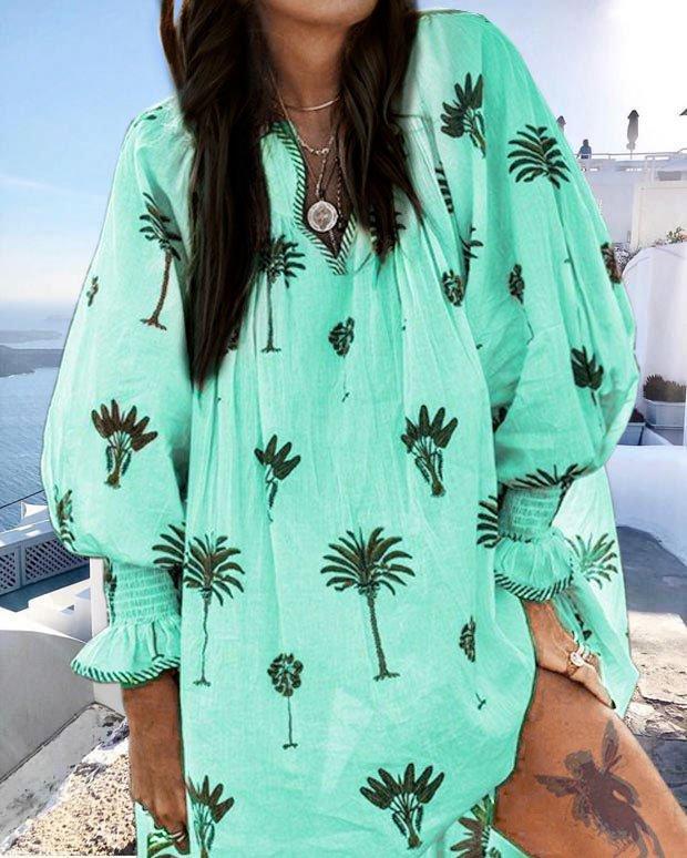 Boho V Neck Printing Casual Dresses