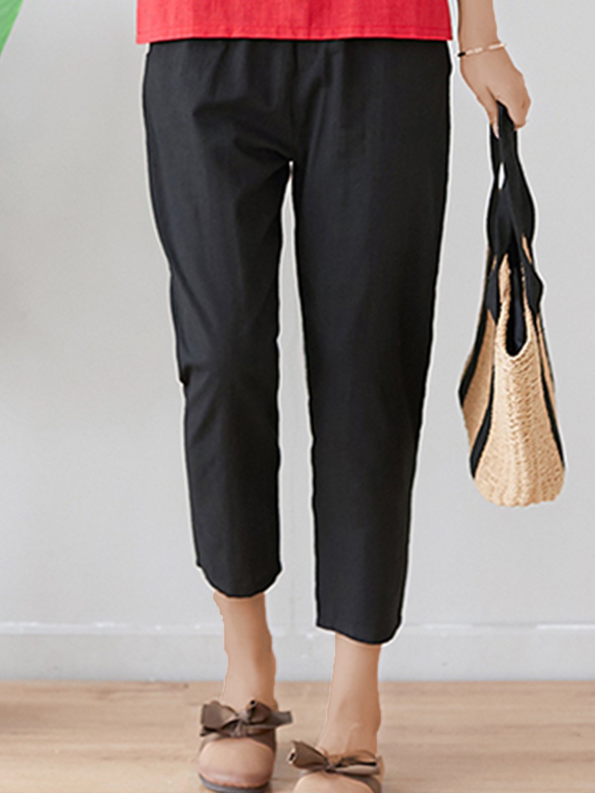 Plus Size Women Cotton And Linen Solid Loose Casual Pants