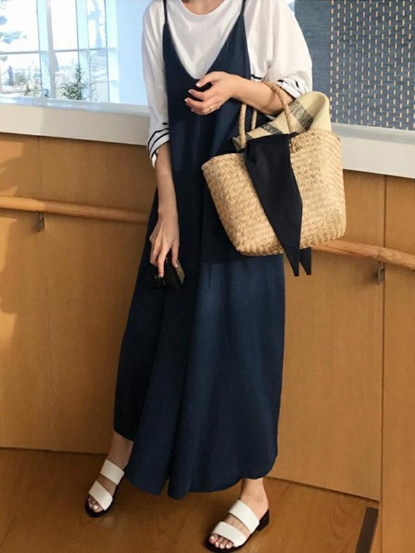 LOOSE PURE COLOR SIMPLE JUMPSUIT PANTS