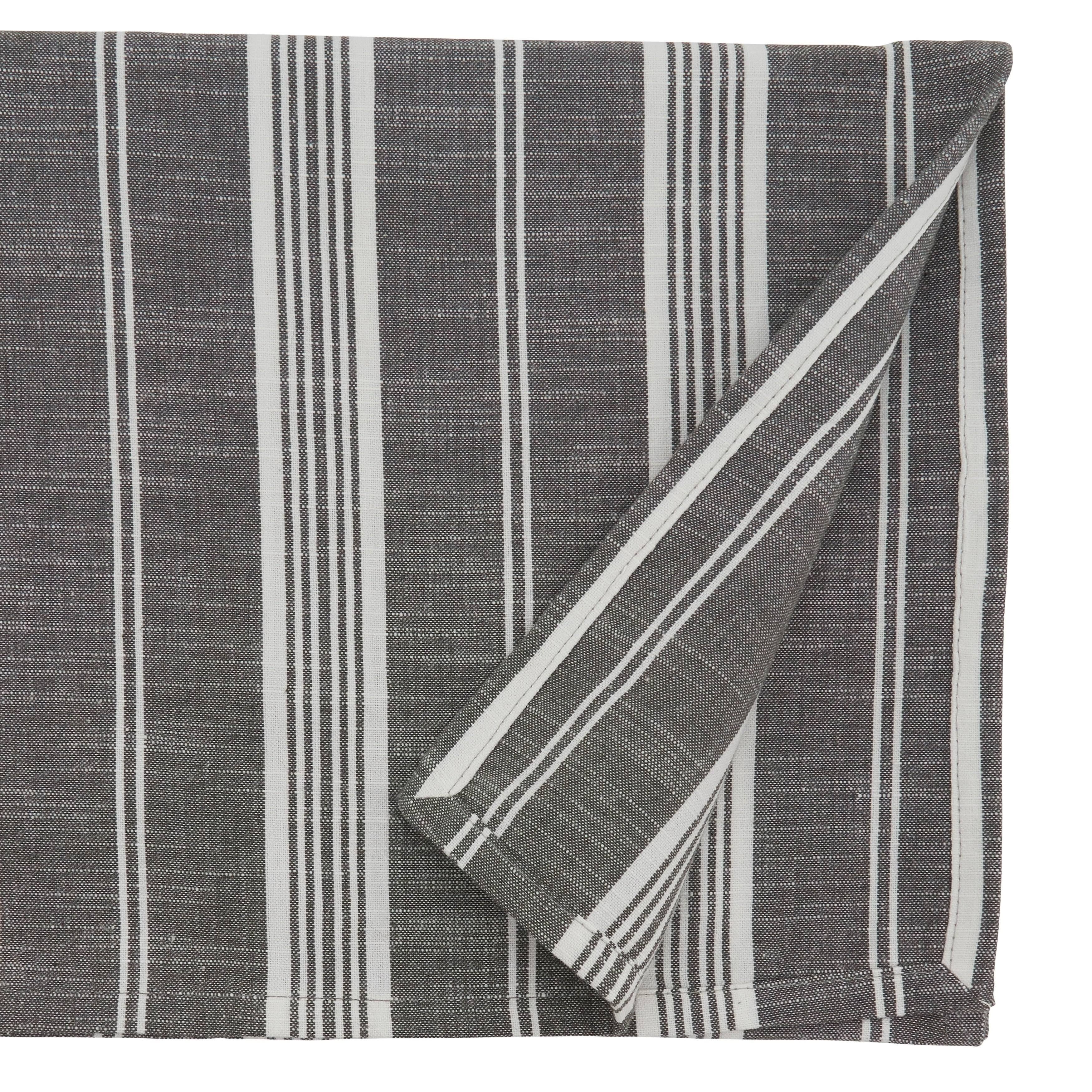 Saro 5618.GY65104B 65 x 104 in. Oblong Cotton Tablecloth with Grey Striped Design