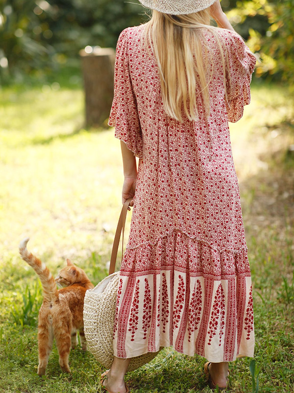 Black Casual V Neck Printed/dyed Chiffon Dresses