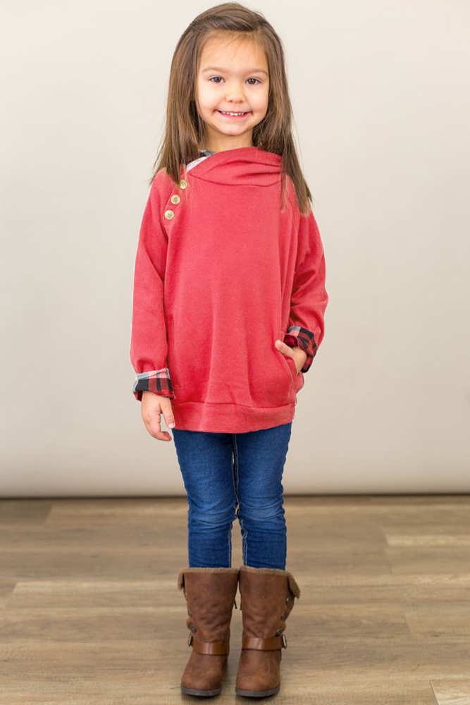 Red Toddlers Double Hooded Sweatshirt