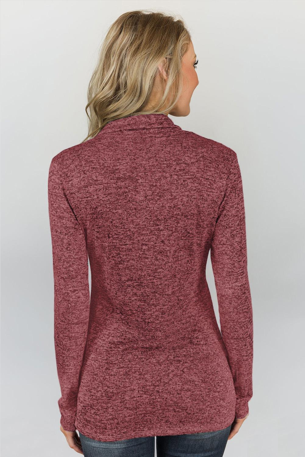 Christmas Reindeer Snow Print Zipped Pullover Top