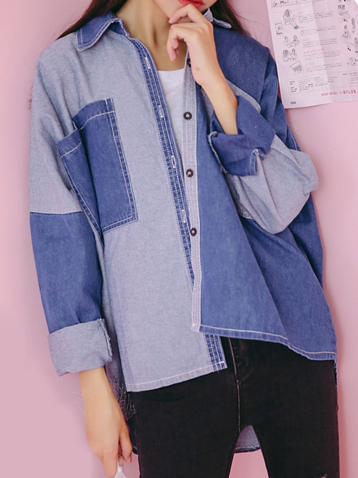 Shirt Collar Casual Paneled Jacket