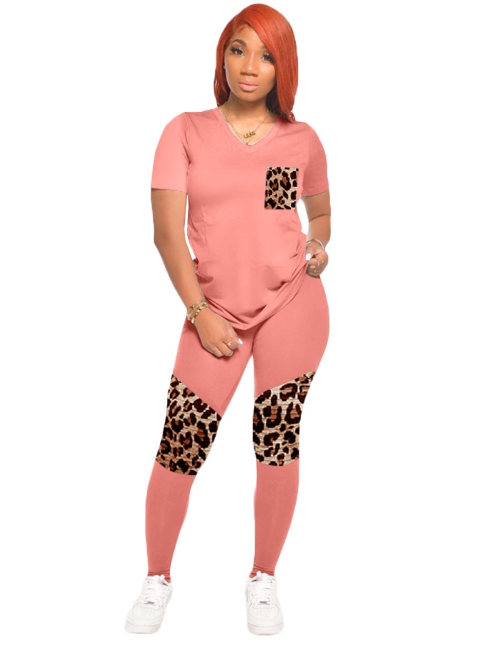 Summer Casual Leopard Print Shirt and Pants Set