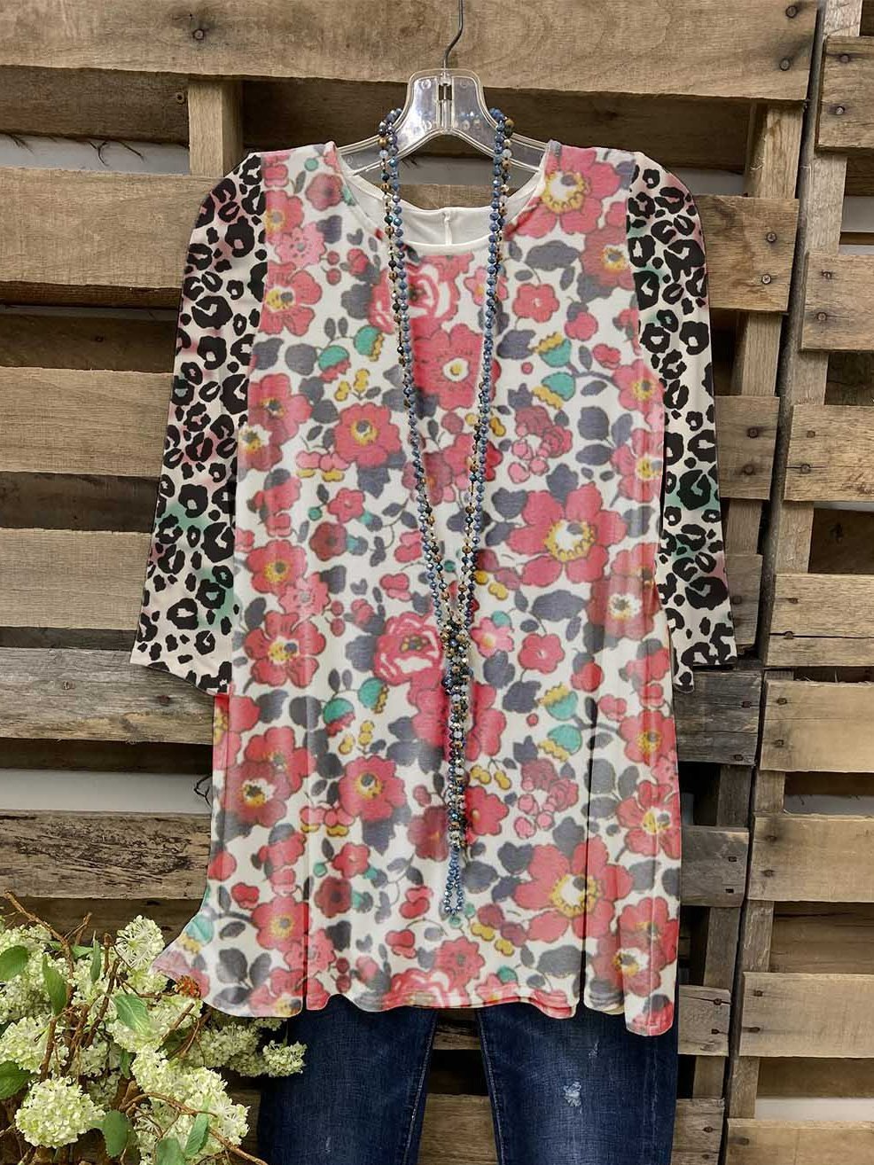 Vintage Color-Block Floral Shirts & Tops