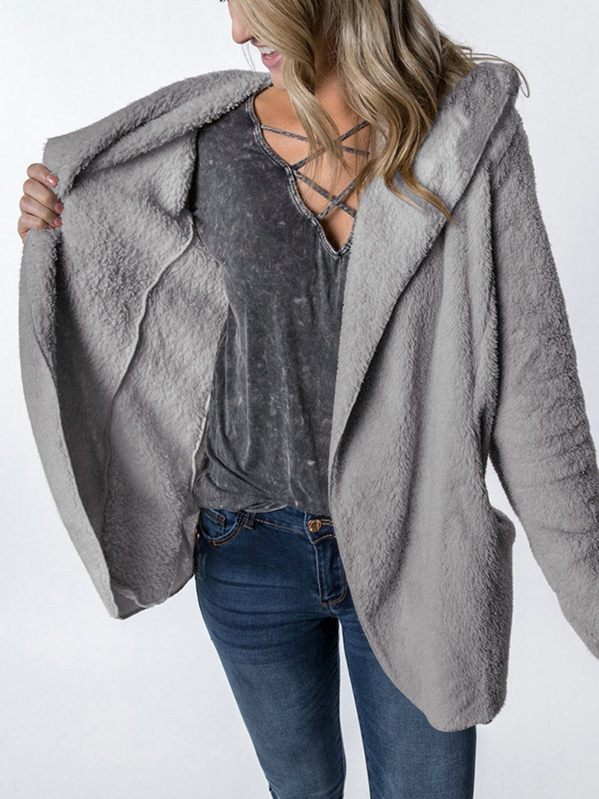 Paneled Long Sleeve Hoodie Casual Cardigans