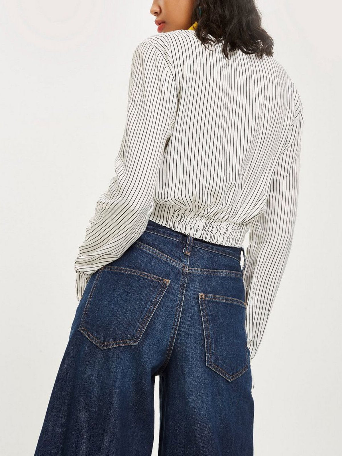 Stripe Long Sleeve Cotton V Neck Shirts & Tops