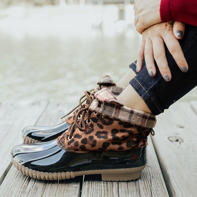 Waterproof Winter Snow Plus Size Waterproof Lace Up Duck Boots Outdoor Ankle Booties