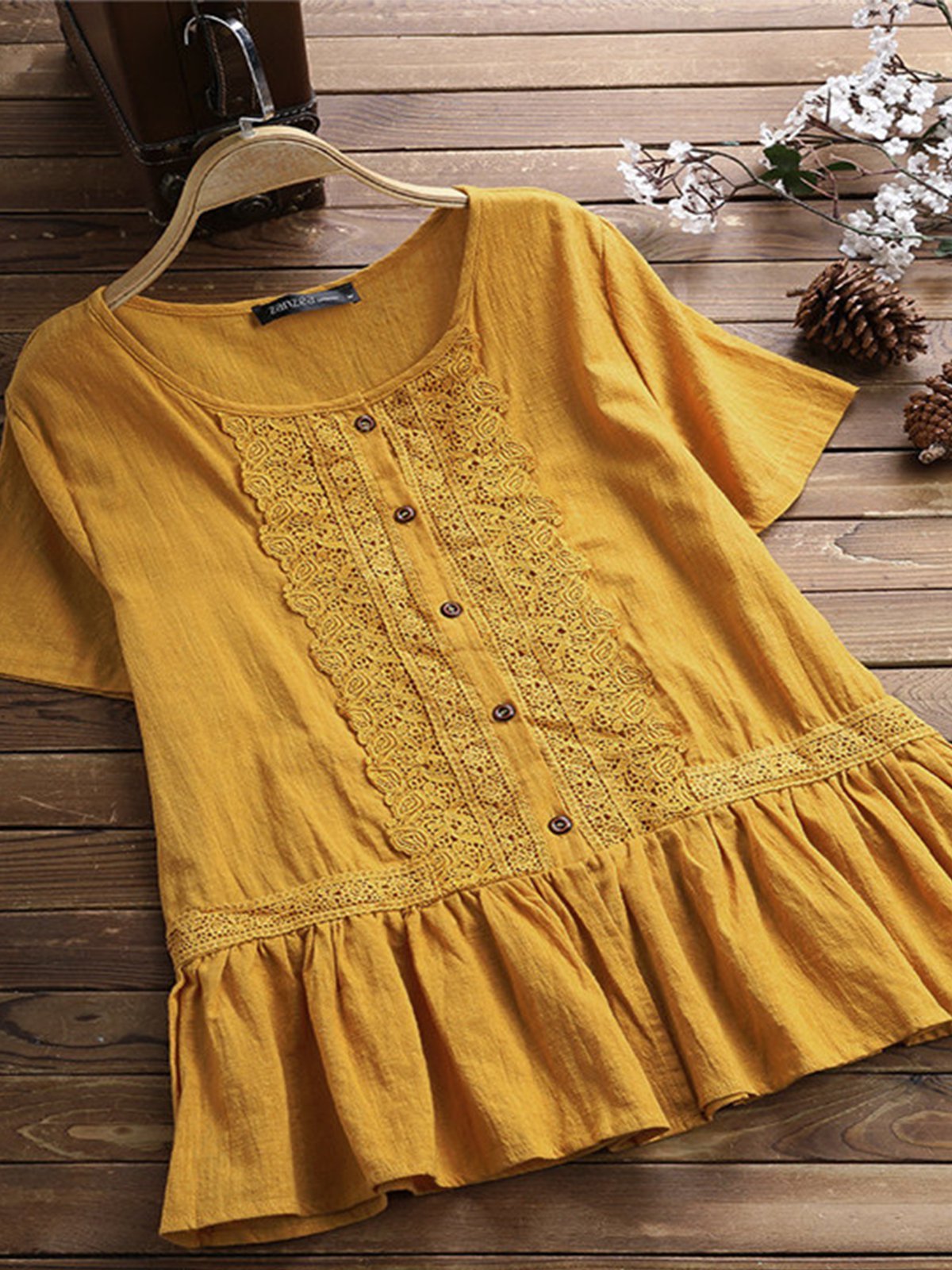 Buttoned Cotton-Blend Shirts & Tops