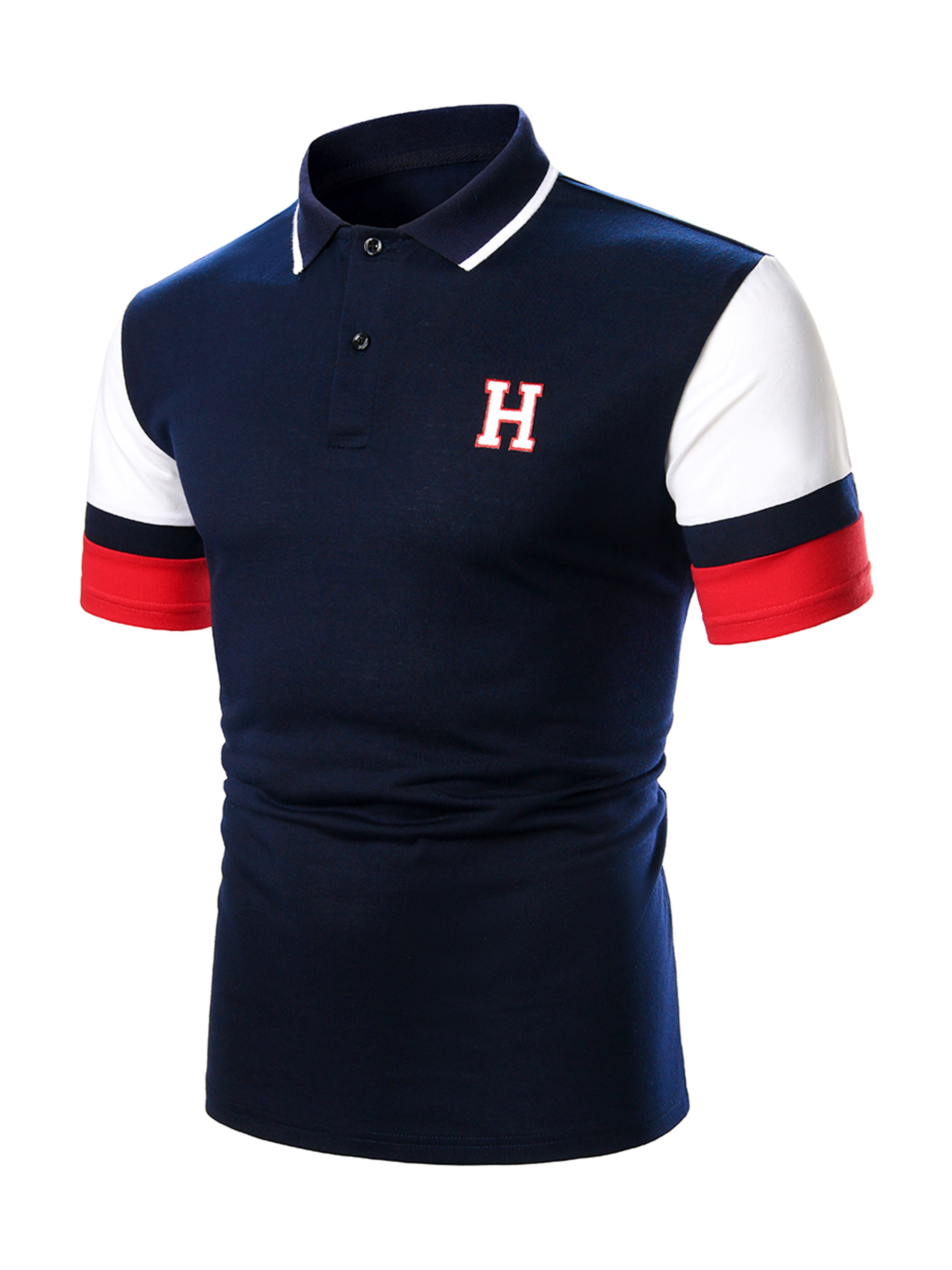 Men's Three Tone Contrast Stripe Polo Shirt