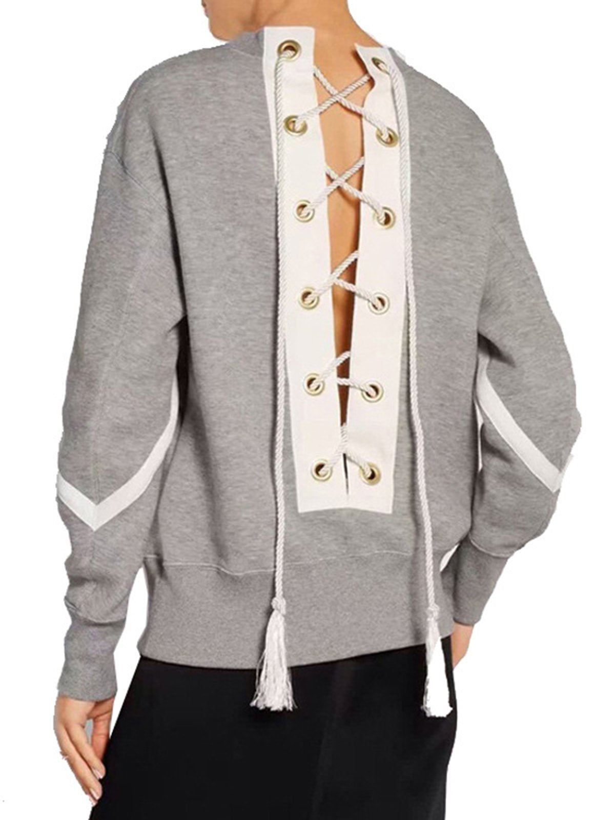 Convertible Wear Lace-up Back Casual Sweatshirt