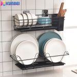 Stainless steel Kitchen Racks and Holders Wall-mounted Punch-free Dish Drainer Plate Drying Rack