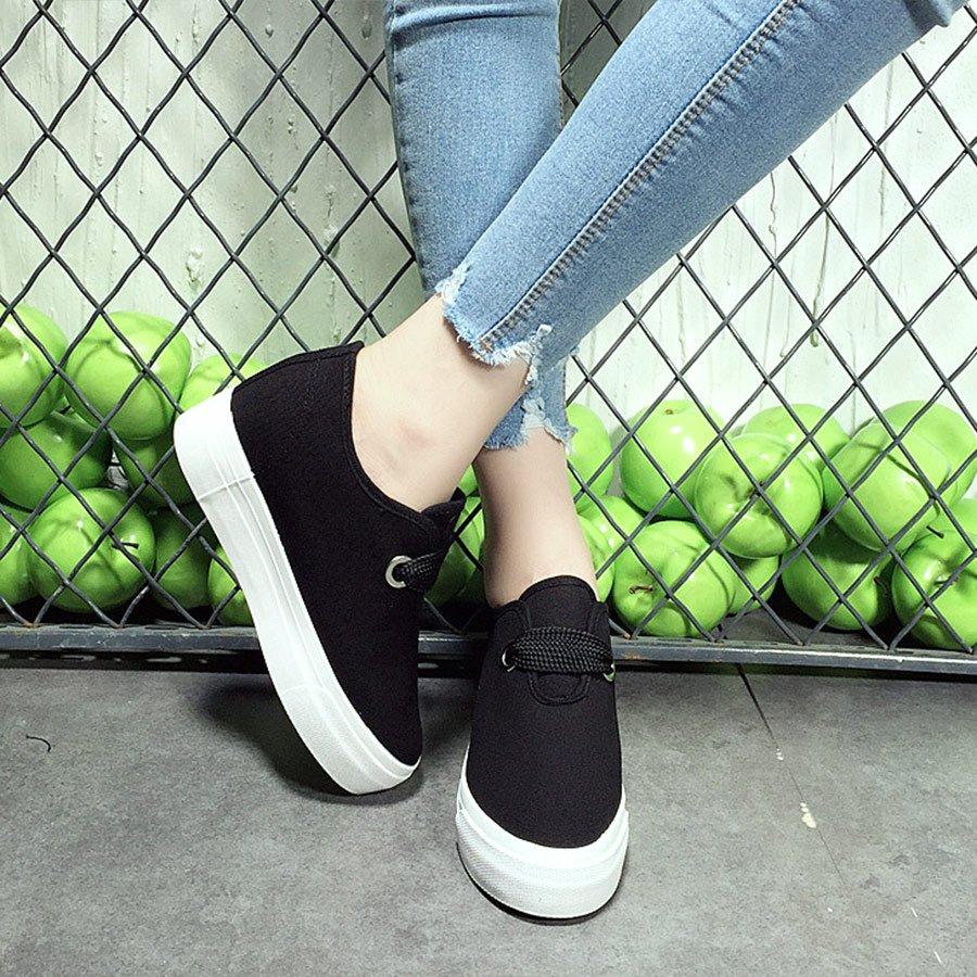 Casual Canvas Creepers Lace-up Women Platform Sneakers