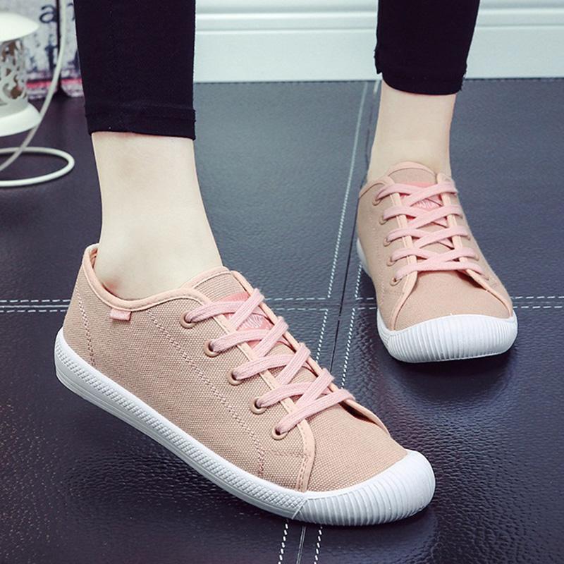 Women Canvas Sneakers Casual Comfort Lace Up Sport Shoes