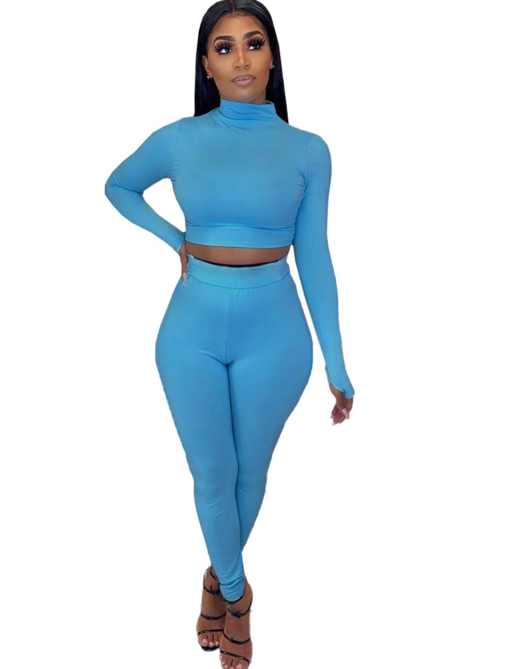 Fall Plain Two Piece Bodycon Pants Set