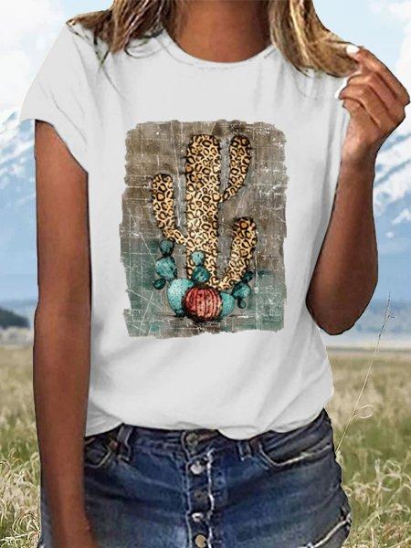 Printed Casual Short Sleeve Crew Neck Shirts & Tops