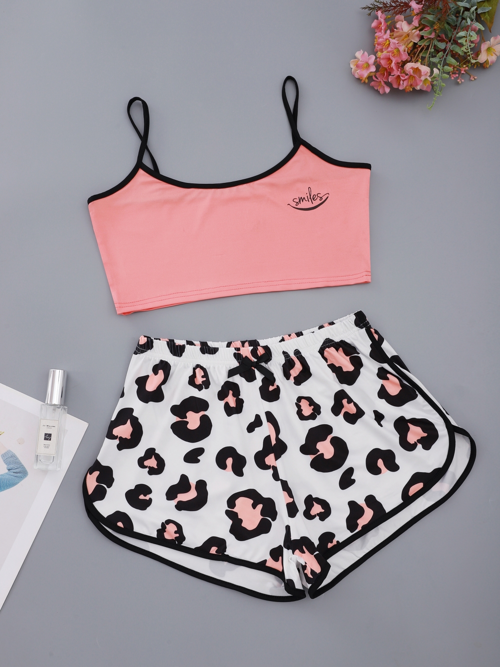 Women Summer Print Two Piece Shorts Pajama Set