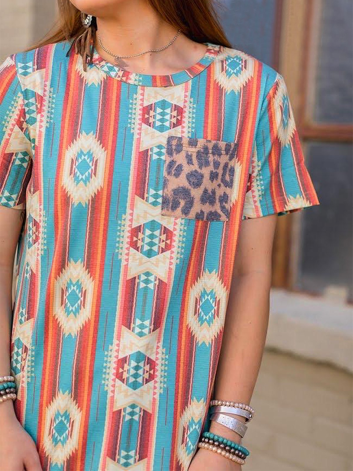 Stripes Short Sleeve Crew Neck Shirts & Tops