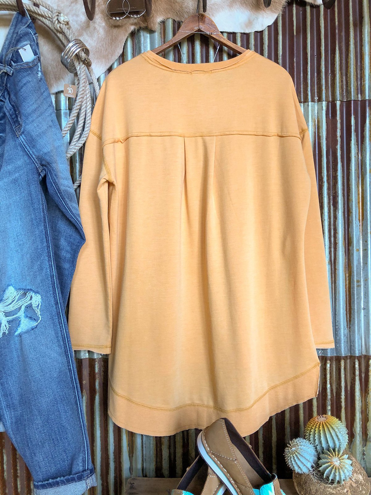 Yellow Long Sleeve Plain Casual Shirts & Tops
