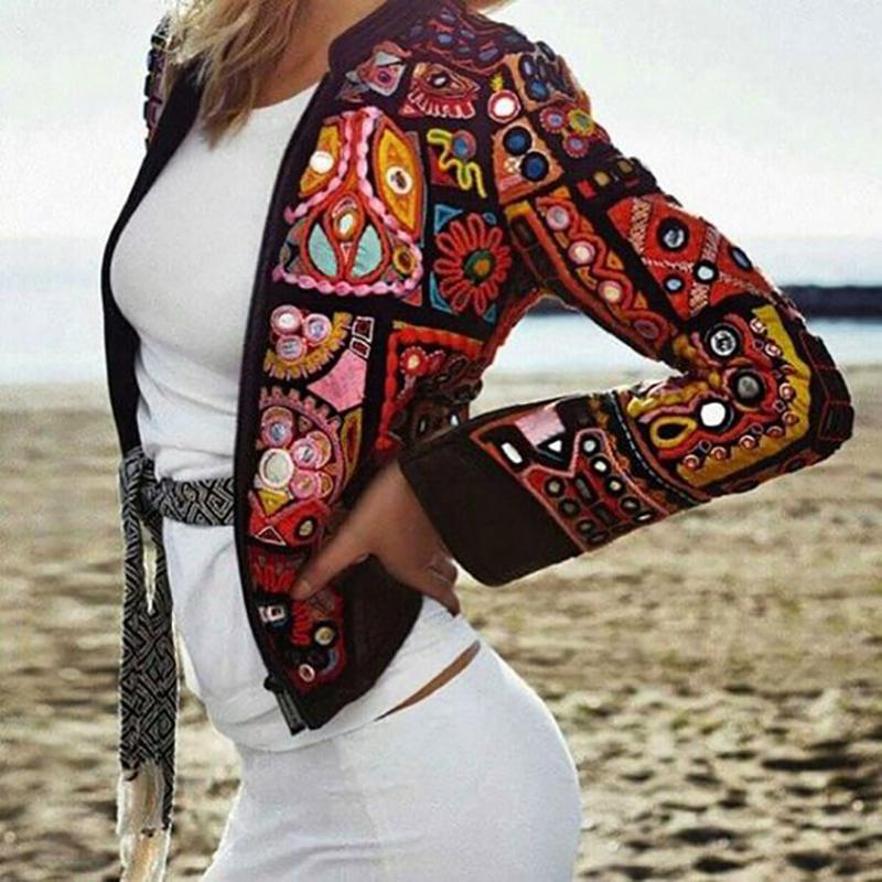 Women Bhemian Tachibana Long Sleeve Printed Blazer