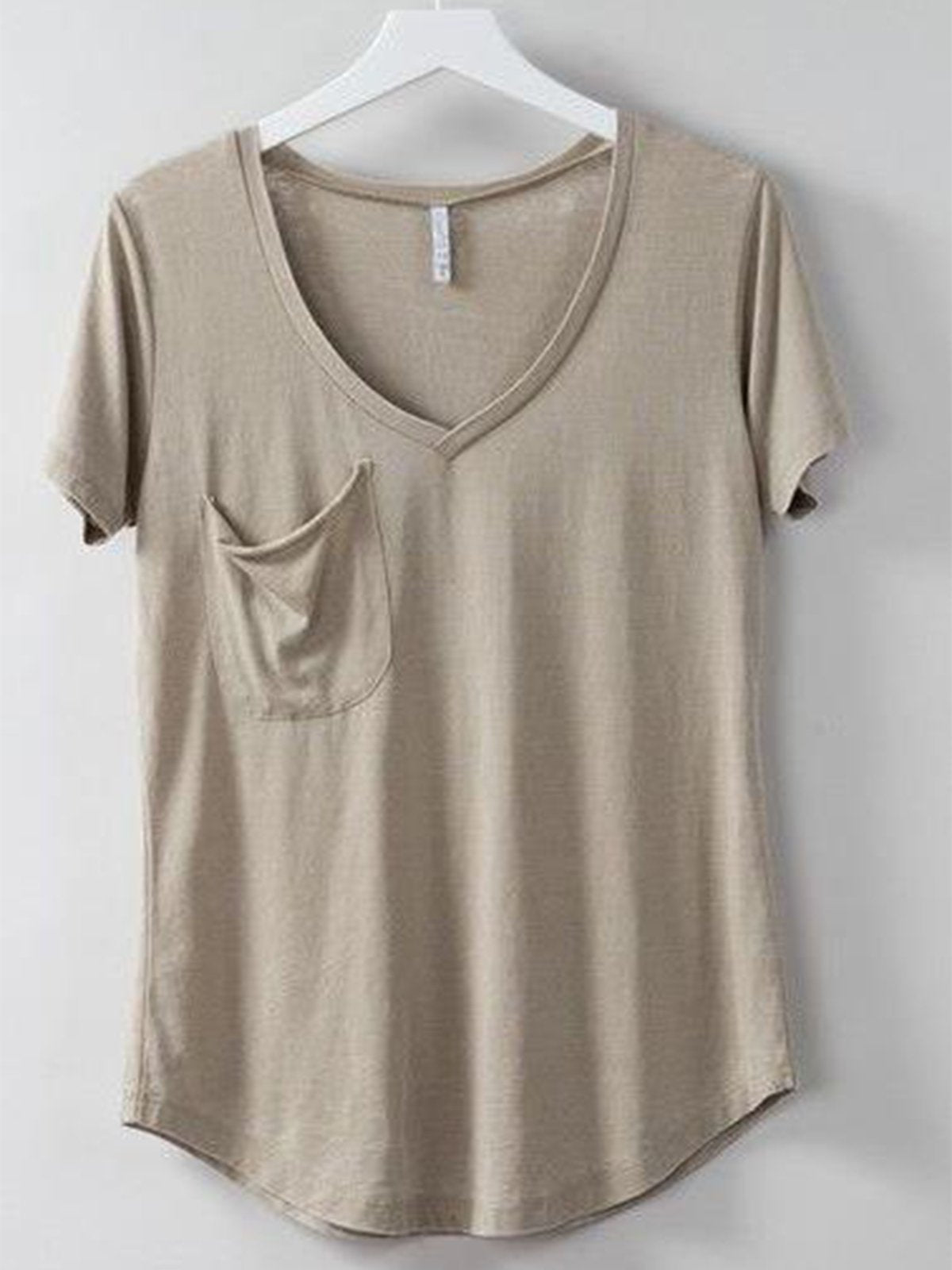 Casual V Neck Short Sleeve Pockets Shirts