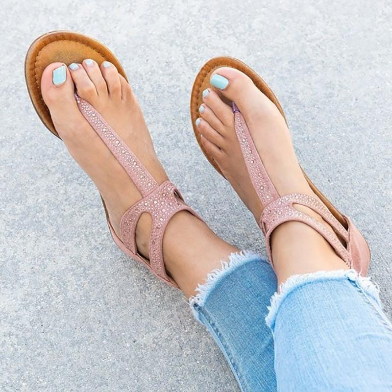 Plus Size Rhinestone PU Zipper Sandals