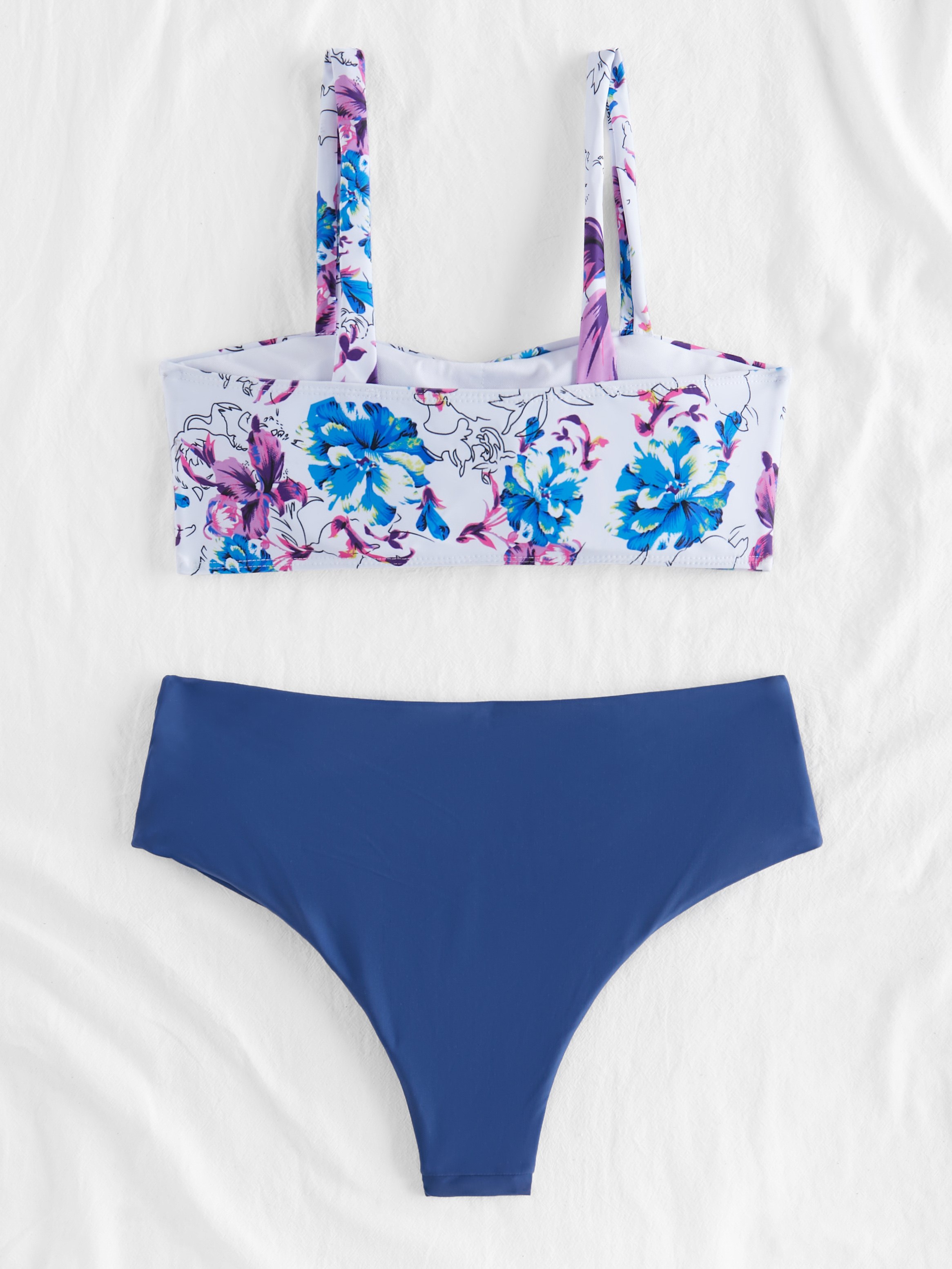 Floral Print Ruched High Rise Bikini