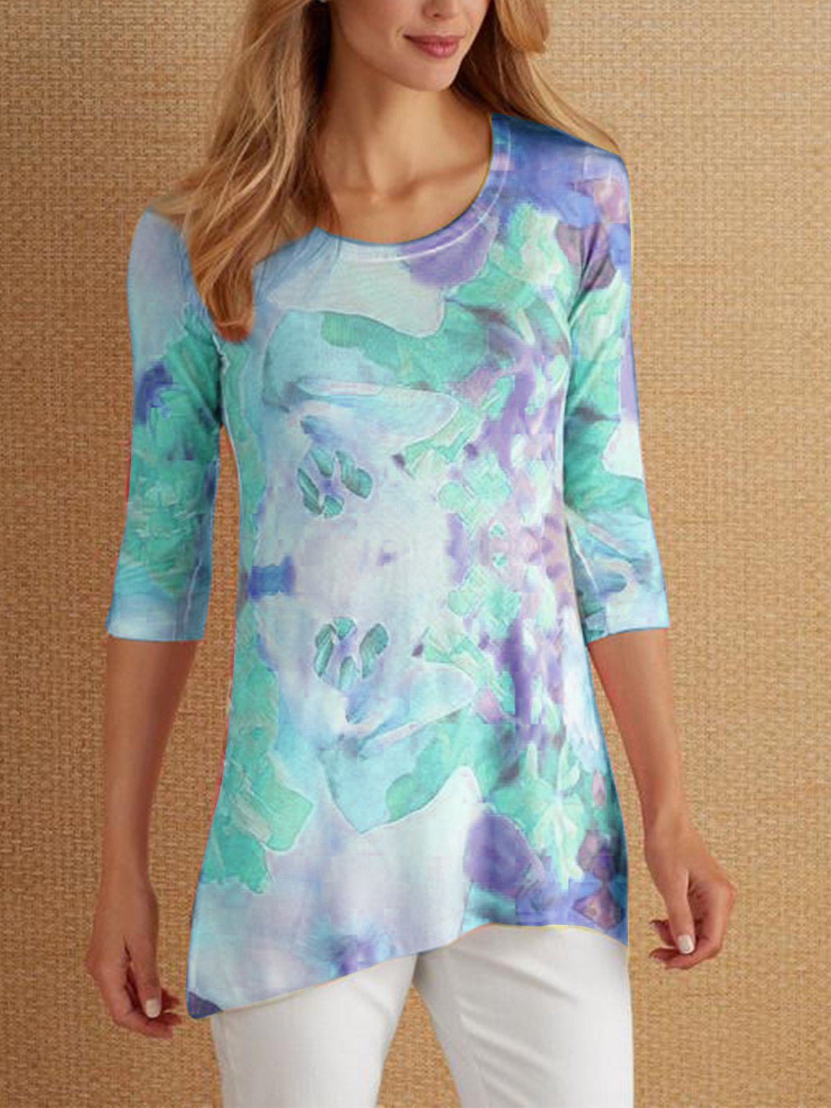 Printed 3/4 Sleeve Casual T-Shirts