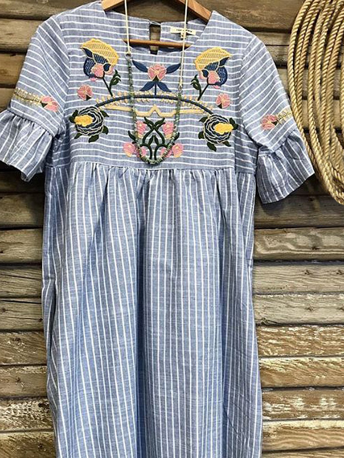 Short Sleeve Crew Neck Printed Casual Dresses