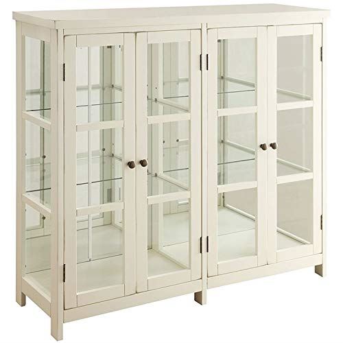 BOWERY HILL 4 Door Glass Display Curio China Accent Cabinet