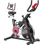 VIGBODY Indoor Cycling Bike Stationary, Exercise Bike 400 LBS Weight, Ipad Holder & LCD Monitor- Black & Red